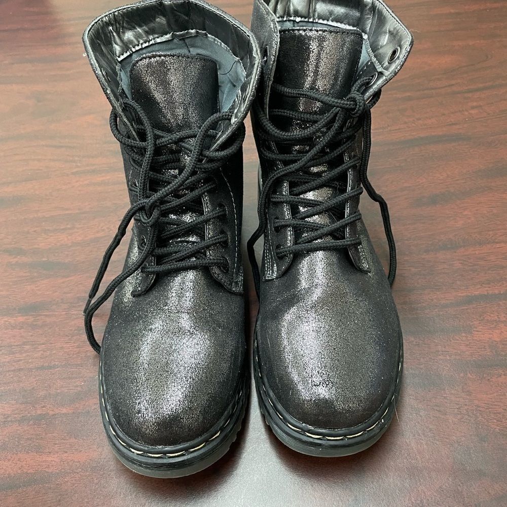 Charles Albert Sparkling Lace Up Combat Boots Size 6
